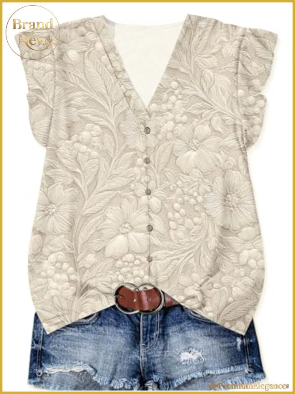 Women's Tunic Blouse Floral V Neck Ruffle Sleeve Casual Summer Top